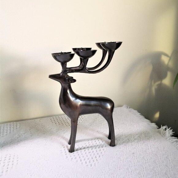 Solid Brass Deer Candle Holder